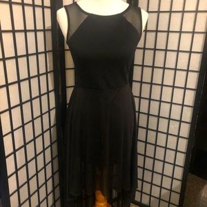 Black hi low dress with zip back/sheer sz small